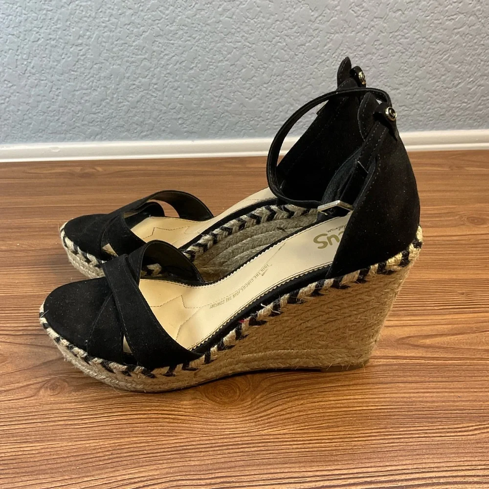 Circus by Sam Edelman Black Wedge Sandals size 8.5 twine